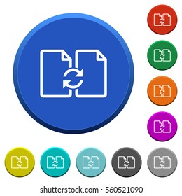 Swap documents round color beveled buttons with smooth surfaces and flat white icons
