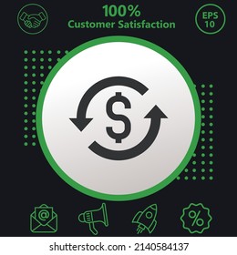 Swap dolar icon. Background with a green pattern on a black background. modern design