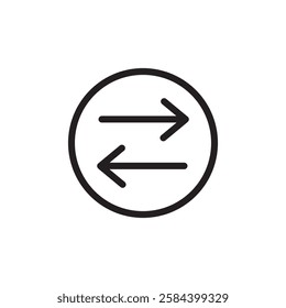 Swap icon black and white vector outline sign