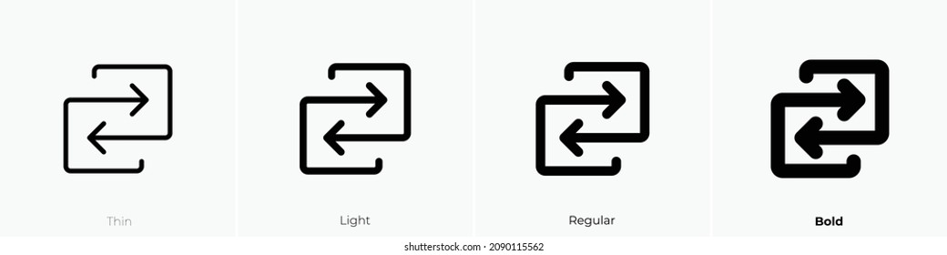 swap icon. Thin, Light Regular And Bold style design isolated on white background