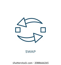 swap icon. Thin linear swap outline icon isolated on white background. Line vector swap sign, symbol for web and mobile