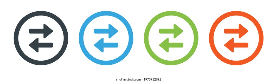 Swap icon vector on circle button design in color.