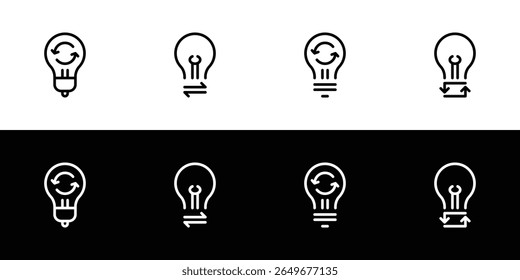 Swap idea icon set. Flat design icon collection isolated on black and white background.