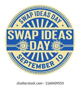 Swap Ideas Day, September 10, Rubber Stamp, Vector Illustration