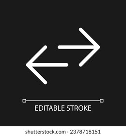 Swap languages pixel perfect white linear ui icon for dark theme. Digital dictionary button. Vector line pictogram. Isolated user interface symbol for night mode. Editable stroke. Arial font used