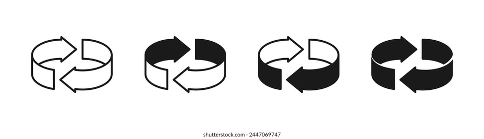 Swap or switch circle icon. Transfer, exchange, change, cycle, reverse, sync, refresh, restart, spin or flip arrows symbol. Circular arrow isometric three-dimensional 3d vector illustration isolated.