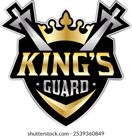 Sward shield logo design with vector crown king guard