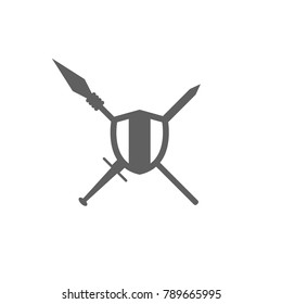 Sward shield and spear icon vector