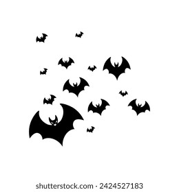 Swarm of bats icon. Lots of bats. Silhouette style. Vector icons