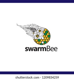 swarm bee logo vector element. bee vector template