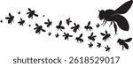 Swarm of Bees Silhouette Vector Illustration