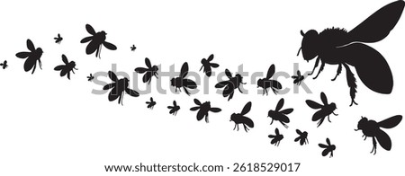 Swarm of Bees Silhouette Vector Illustration