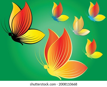 Swarm of butterflies flying vector illustration