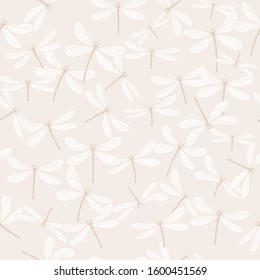Swarm of dragonflies brown seamless pattern. Good for textiles, home furnishing, surface pattern, stationeries, wrapping.