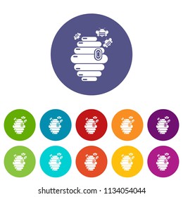 Swarm icons color set vector for any web design on white background