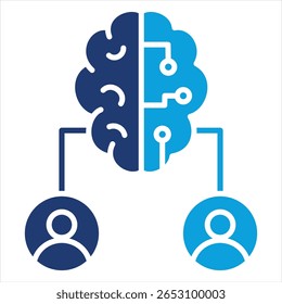 Ilustração de vetor de ícone azul plano de inteligência de enxame