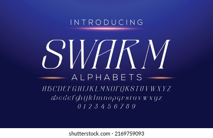 SWARM modern italic alphabet font. Typography urban style fonts for sport, technology, digital, movie logo design