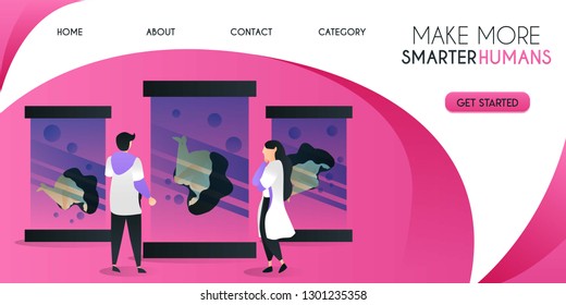 a swarm of scientists who are developing smarter humans vector illustration concept, can be use for presentation, web, banner ui ux, landing page