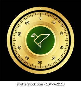 Swarm (SWM) cryptocurrency safe lock. Eps10 vector illustration isolated on black background.