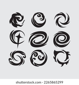 Swash cloud effect game illustration vector element template set bundle swirl, twist, wave, storm clip art