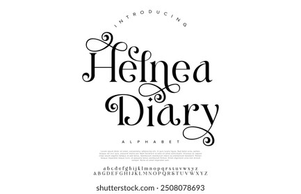 Swash luxury elegant alphabet letters and numbers. Vintage wedding typography classic serif font decorative vintage retro. creative vector illustration