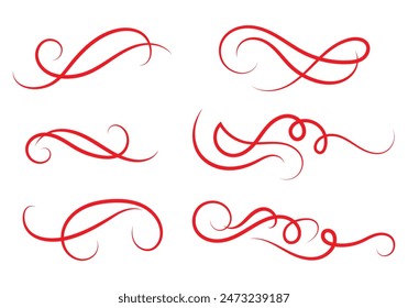 Swash and swoosh. Curly swish tails and sporty plume swirl logo vector elements for retro banners