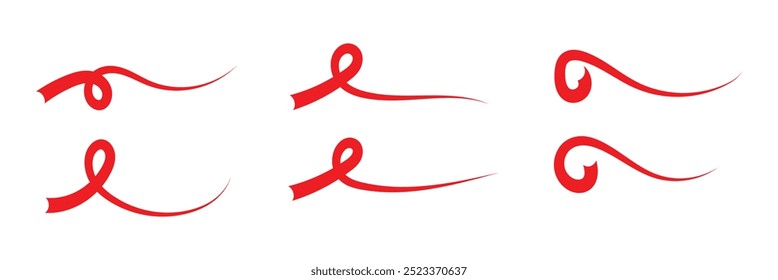 Swash and swooshes tails. Retro swishes and swashes for athletic typography, logos, baseball font in red color. Vector in eps 10.