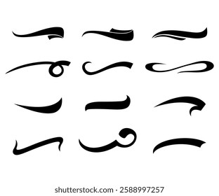 Swash and swooshes tails underline collection hand drawn