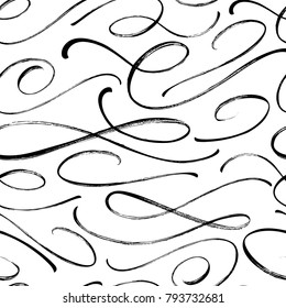 Swash vector seamless pattern. Elegant background. Ink illustration. Hand drawn ornament for wrapping paper.