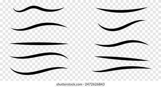 Swash vector. Swoosh, swash underline stroke set. Hand drawn swirl swoosh underline calligraphic element. Vector illustration. Eps10.