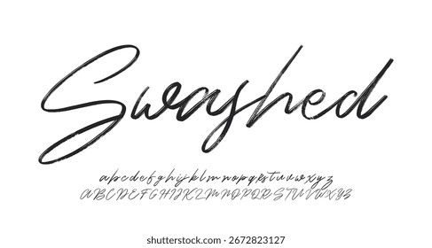Swashed Signature Elegant Branding Typeface. Handwritten Script Editable Text Effect Template . vector illustration 
