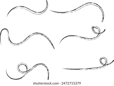 Swashes swoops and swishes calligraphy signs. Underlines hand drawn strokes. Vector symbols set eps 10.

