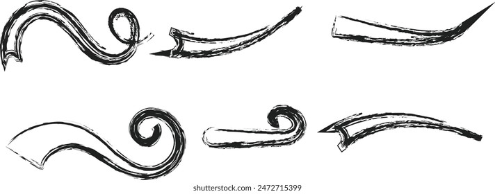 Swashes swoops and swishes calligraphy signs. Underlines hand drawn strokes. Vector symbols set eps 10.


