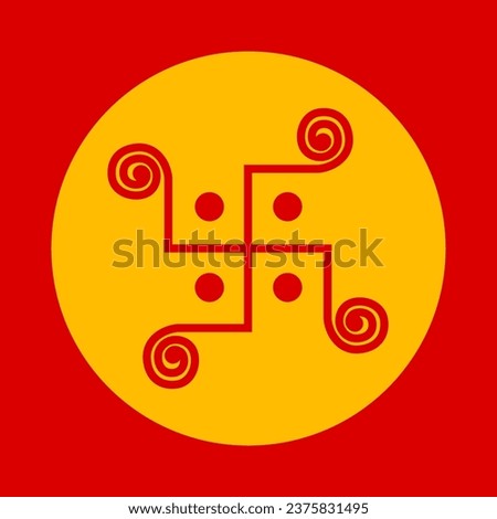 Swastik Hindu holy vector icon with red and yellow color.