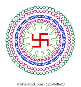 Swastik vector illustrated design beautiful circle. Om design.
