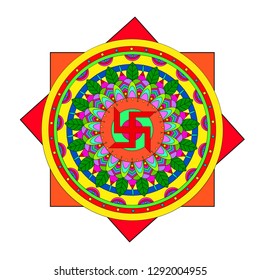 Swastika mandala vector beautiful circle design.
