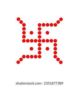 Swastika vector icon with red dots. Hindu holy symbol.