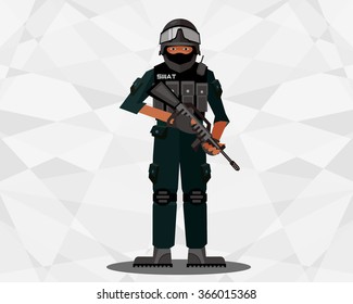 SWAT  cartoon characters.
Vector with transparency organized in layers for easy editing.