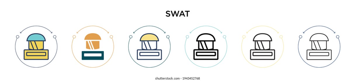 Swat icon in filled, thin line, outline and stroke style. Vector illustration of two colored and black swat vector icons designs can be used for mobile, ui, web