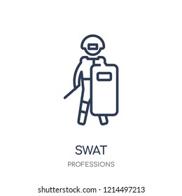 Swat icon. Swat linear symbol design from Professions collection. Simple outline element vector illustration on white background.