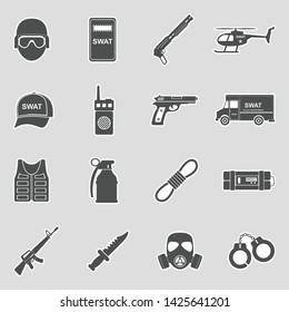 SWAT Icons. Sticker Design. Vector Illustration.