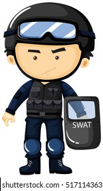 SWAT en ilustración uniforme de protección