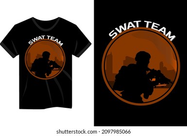 Swat Team City Background T Shirt Mockup Design