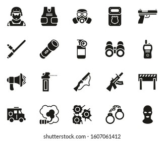 SWAT Team Icons Black White Set Big