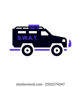 SWAT truck transport flat icon, side view