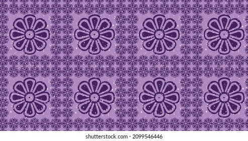 Swatch floral pattern background in violet color for a paper print. Vector illustration