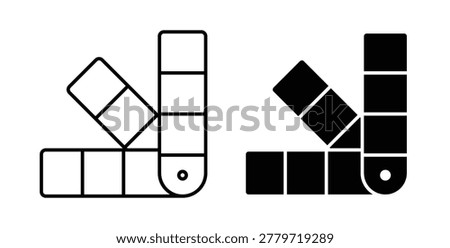 Swatch icon in black and white color. Solid and linear icons