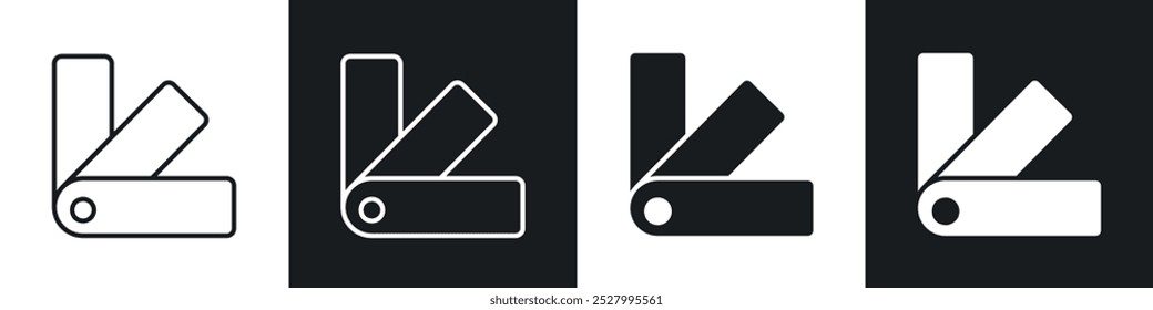 Conjunto de íconos de Vector de íconos de Swatch relleno negro y estilo delineado.