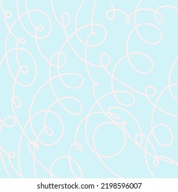 Swatch with pattern of doodle loops. pink lines on a blue background