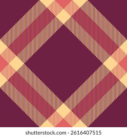 Swatch pattern textile plaid, fancy tartan background fabric. Oilcloth seamless texture vector check in pink and amber colors palette.